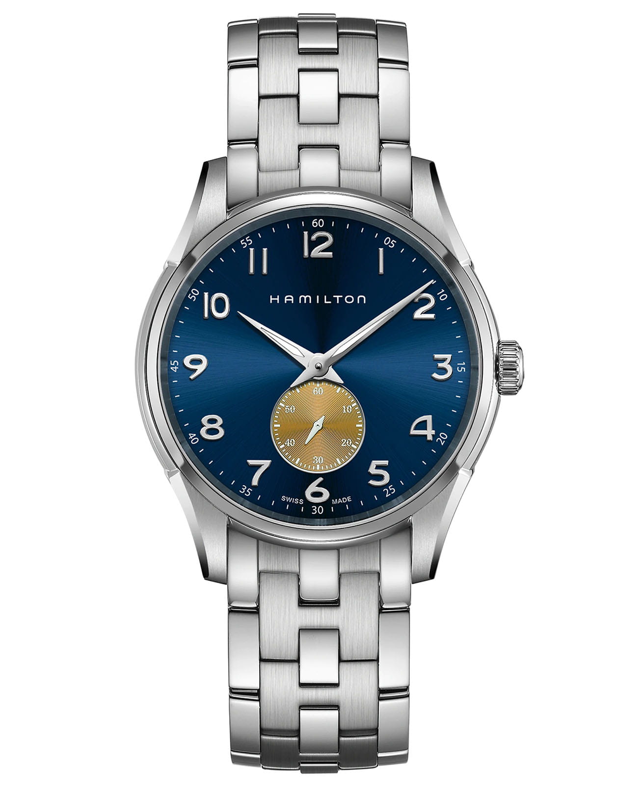 Hamilton Hamilton Jazzmaster Thinline Small Second Quartz H38411140  H38411140 кварцевые мужские часы серебристый циферблат, браслет нержавеющая сталь — вид спереди